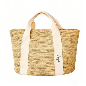 New Summer Large Capacity <b>Straw</b> Woven <b>Bag</b>,Personalized Custom Embroidered Name Tote <b>Bag</b>,Casual Vacation Travel Beach <b>Bag</b> - Product Image 2