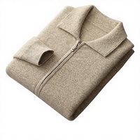 Nouveau Cardigan Zippé en Cachemire Épais et Uni pour Homme, Col Rabattu, Coupe Ample, Tricoté, Décontracté, Tendance, en Laine, pour Automne Hiver