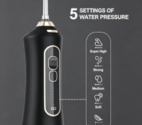 Hydropulseur sans fil portable, irrigateur buccal dentaire, 5 modes, 300 ml, appareil de nettoyage des dents avec pochette de voyage, 5 embouts