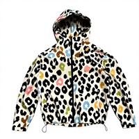 Veste coupe-vent vintage d'hiver à capuche imprimé léopard en nylon, fermeture éclair sur le devant, pour homme, personnalisable, colorée, imperméable, pour l'extérieur, coupe oversize