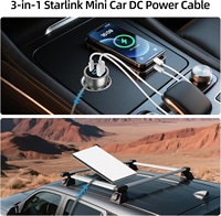 Cargador de Coche Metálico Resistente para Starlink Mini, Adaptador a Cable de Alimentación CC de 3M (10 pies), 12V-24V, con Pantalla de Voltaje, Puertos USB-C de 30W y USB-A de 35W