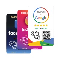 Social NFC QR Tap Cards Compatible Todos los teléfonos PVC Google Review Facebook Sigue Revisiones instantáneas reutilizables