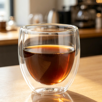 Tasses à café ou à thé en verre borosilicate haute qualité, à double paroi, faites à la main, isolées, 80 ml, 150 ml, 250 ml, mugs à café