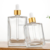 Flacons compte-gouttes en verre carrés plats rechargeables pour huiles essentielles, sérums de soin et gouttes pour les yeux – 15ml, 30ml, 50ml, 100ml