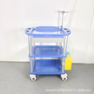 Chariot de traitement ABS, petit chariot médical multifonctionnel de réanimation, mobilier hospitalier en plastique avec 4 roulettes - Product Image 2