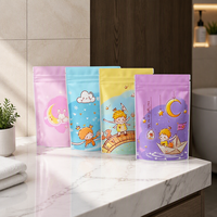 Sacs refermables à fond plat avec fermeture éclair, motifs de dessins animés, pochettes de rangement mignonnes pour accessoires, emballage d'échantillons, scellage de collations et de denrées alimentaires