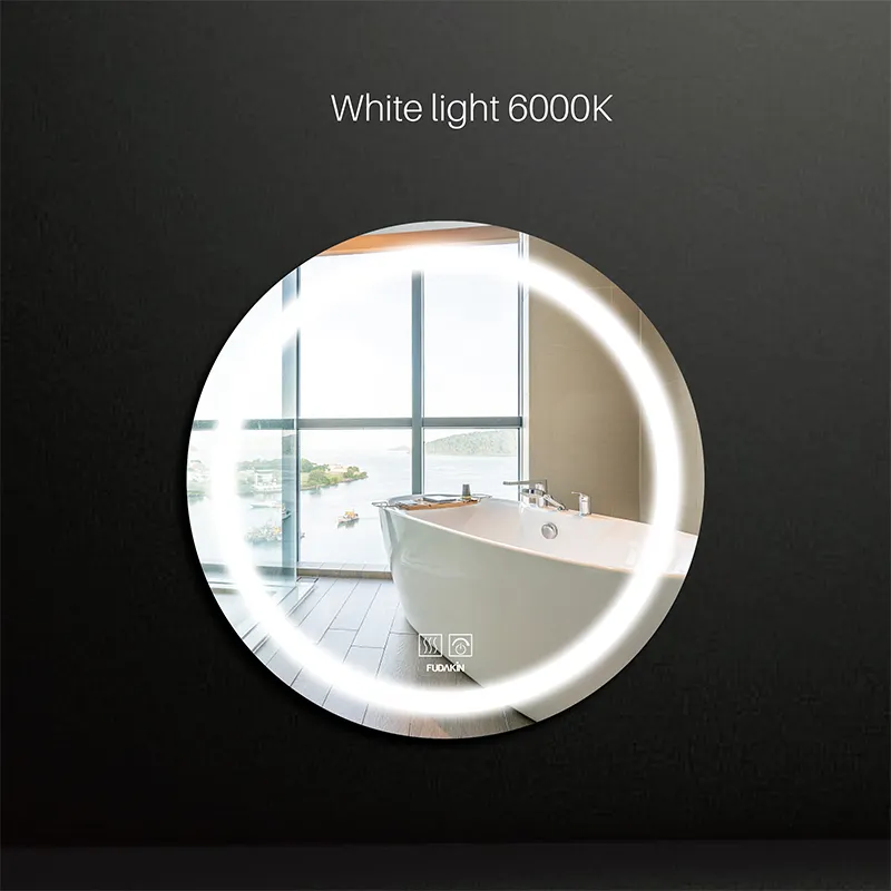 Antiappannamento trucco a parete per salone di bellezza luci per la casa bagno intelligente con interruttore tattile specchio a LED