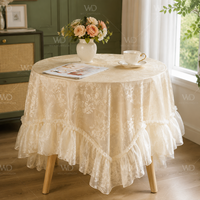 Nappe ronde en dentelle florale, style campagnard français vert vintage, couverture de table à manger, décoration romantique et élégante pour la maison et les mariages