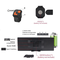 GANXIN Tableau de score numérique portable sans fil à télécommande LED pour tennis et padel d'intérieur avec montre-bracelet