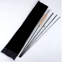 Canne à pêche à la mouche 4 sections en fibre de carbone, canne de voyage portable, joint à embout, 2,7 m 6 #   8 #   Porte-moulinet en métal avec poignée en liège pour la pêche à la truite en lac et en ruisseau