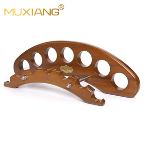 Muxiang 7 Position <b>Fan</b> Shaped Pipe <b>Stand</b> Walnut Wood Base Tobacco Pipe Display Rack - Product Image 2