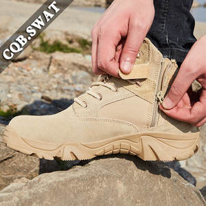 รองเท้าบูตยุทธวิธีแบบเคนยาขนาด6นิ้ว,รองเท้าบูทผู้ชายรองเท้ากลางแจ้งหนังทรายสีดำ - Product Image 5