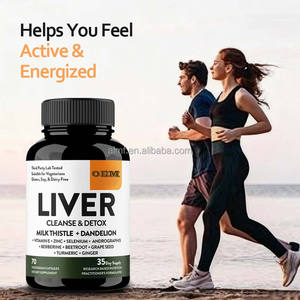 Suppléments végétariens à base de plantes de 70 capsules testés par des tiers, approvisionnement en 35 jours, nettoyage du foie, désintoxication, sans gluten, soja, produits laitiers, OEM, adultes - Product Image 4