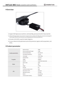 H4T110 110KG Sistema de <span class=keywords><strong>motor</strong></span> de <span class=keywords><strong>parapente</strong></span> de empuje <span class=keywords><strong>Motor</strong></span> de 9KV y FOC 160A ESC 72*31 pulgadas Hélice Propulsión de avión EVTOL de servicio pesado - Product Image 6