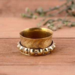 Bague tournante de méditation unisexe en laiton fait main avec sertissage clos et plaqué or 14K, style bohème unique - Product Image 5