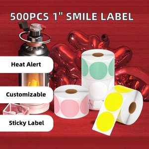 สติกเกอร์ติดหน้ายิ้มสีเหลืองทนความร้อน1นิ้วกระดาษห่อของขวัญแบบม้วน500ชิ้น/ม้วนทำจากกระดาษแข็งบรรจุภัณฑ์กล่อง - Product Image 2