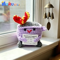 Poupée Amigurumi miniature en crochet faite à la main, finition personnalisée OEM, thème Dumpster Fire, pour cadeaux d'entreprise et petites entreprises
