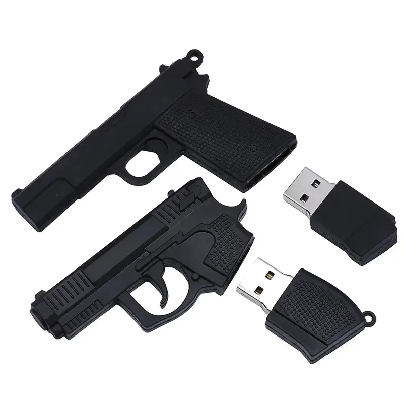 Özelleştirilmiş PVC 3d oyuncak tabanca şekli usb flash sürücü 4GB 8GB USB 3.0 silah şekilli sevgililer günü hediyeleri erkekler için PenDrive 64GB bellek sopa