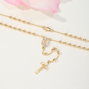 Collar <span class=keywords><strong>de</strong></span> <span class=keywords><strong>Rosario</strong></span> <span class=keywords><strong>de</strong></span> <span class=keywords><strong>Nuestra</strong></span> <span class=keywords><strong>Señora</strong></span> <span class=keywords><strong>de</strong></span> <span class=keywords><strong>Guadalupe</strong></span> con Cruz y Colgante <span class=keywords><strong>de</strong></span> Zirconia Geométrica, Chapado en Oro <span class=keywords><strong>de</strong></span> 14K, Joyería Religiosa Católica - Product Image 3