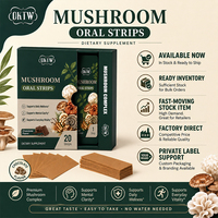 Complément alimentaire quotidien en bandes orales au goût chocolat, mélange de champignons complexe sous marque privée, favorise la clarté mentale