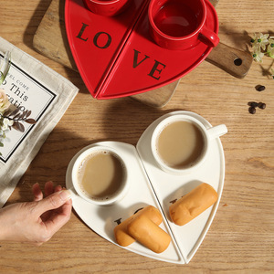 Valentine's Day Gift Couple <b>Mug</b> <b>Set</b> Heart Shaped <b>Coffee</b> Cup and Saucer Wedding Gift for Couples - Product Image 5