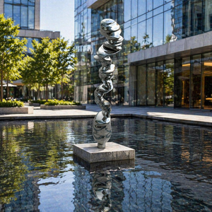 Escultura de Arte Moderna y Abstracta de Acero Inoxidable, Pulida a Espejo, en Espiral, para Decoración de Jardín y Paisaje Exterior, Estatua Metálica Personalizada - Product Image 4