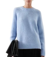 Pull en cachemire bleu tricoté décontracté ample pour femmes, automne-hiver