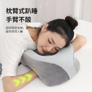 Almohada de viaje en forma de U de espuma viscoelástica color verde menta, rosa frutal y gris estrellado con bolsa de almacenamiento para la siesta en la oficina. - Product Image 4