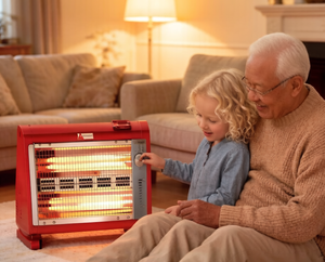 Chauffage au quartz pour usage domestique QH-160B 1600W 4 lampes, interrupteur de sécurité anti-renversement, boîtier froid au toucher, pour personnes âgées et enfants - Product Image 2