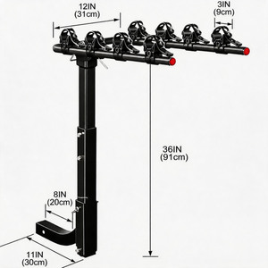 Porte-vélos arrière pour 4 vélos, fixation sur attelage, pour SUV, camion, minivan, fourgonnette, camping-car, pick-up, <span class=keywords><strong>fourgon</strong></span>, vélos électriques, VTT, vélos de route et de ville - Product Image 3