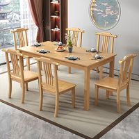 Ensemble de table et chaises rectangulaires minimalistes en chêne pour 6 personnes, pour la maison, la cuisine, le restaurant - Meubles sur mesure en gros