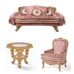 Sofá de lujo elegante <span class=keywords><strong>Rosa</strong></span> tradicional Cor De <span class=keywords><strong>Rosa</strong></span>, sofás seccionales de estilo europeo, juego de sala de estar de madera de pavo de un lugar - Product Image 6