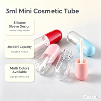 Tube de brillant à lèvres vide en silicone, mini, 3 ml, multicolore, antidérapant, emballage cosmétique en gros