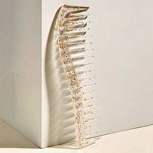 Hair Comb Large Tooth Transparent Glitter Plastic Anti Static For Long Hair <b>Styling</b> Smoothing Flat <b>Head</b> Comb - Product Image 2
