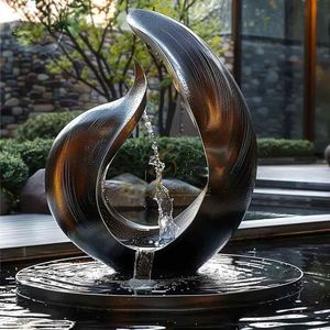 Scultura d'Arte Moderna in Metallo di Acciaio Inossidabile Lucido per Decorazione di Paesaggi, Fontane, Ville e Hotel da Esterno - Product Image 4