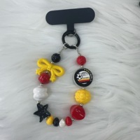 Alman Futbol Yıldızı Karikatürlü El Yapımı Plastik Boncuklu Cep Telefonu Zinciri, Telefonlar ve Çantalar için Askılı İp ile