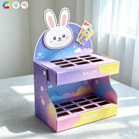 Support d'affichage en carton ondulé personnalisé, présentoir de comptoir à 2 niveaux pour jouets, cosmétiques, papeterie, vente au détail, exposition