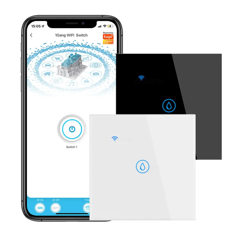 Tuya Sentuh Lampu AC EU Dinding Listrik App 40A Wifi Boiler Pintar Pemanas Air Beralih untuk Alexa Google Rumah