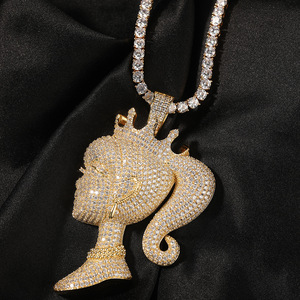 Luxury Trendy 3D Diamond Crown Pendant Necklace for Little Girls New Hip Hop Iced Bling Brass <strong>Jewelry</strong> Zircon Main for Weddings - Product Image 5
