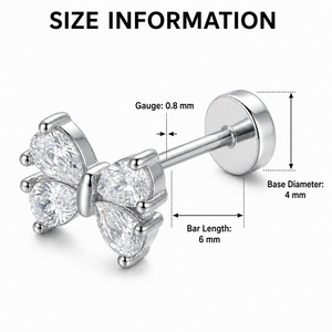 Pendientes de labret de acero quirúrgico 316L de grado implante al por mayor, con parte trasera plana, para cartílago, con circonita cúbica plateada en forma de corazón, hipoalergénicos y sin níquel. - Product Image 3
