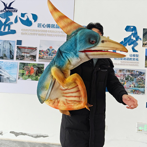 Costume de <span class=keywords><strong>marionnette</strong></span> de dinosaure bébé réaliste, contrôle manuel, yeux qui clignotent, bouche ouverte, animatronique, pterosaure, dinosaure, <span class=keywords><strong>marionnette</strong></span> à main - Product Image 1