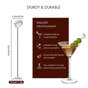 Piques à <span class=keywords><strong>cocktail</strong></span> rugby 2026 <span class=keywords><strong>de</strong></span> 4,7 pouces en acier inoxydable réutilisables pour apéritifs, sandwichs, brochettes <span class=keywords><strong>de</strong></span> fruits, piques à martini - Product Image 2
