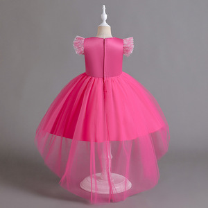 Robe de princesse pour filles, en tulle rose, à manches courtes, tenue de demoiselle d'honneur pour fête d'anniversaire - Product Image 3