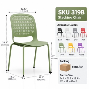 GDRS 319B <b>Green</b> Plastic Dining <b>Chair</b> with Steel Frame Stackable Lightweight Modern Cafe Restaurant Furniture USA Delivery - Product Image 4
