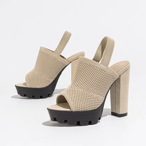 Sandales tricotées à la main pour femmes 2025 – Plateforme imperméable, talon épais, style africain, bout ouvert, talons hauts - Product Image 6