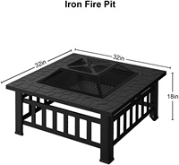 Table de foyer à gaz d'extérieur avec carrelage en céramique, combustion du bois avec couverture d'écran d'allumage et Poker