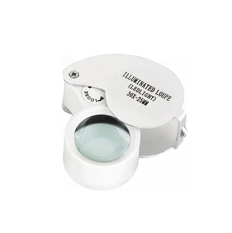 40X25 MM Mini Illuminated Jewelry Loupe magnifying glasses High Definition Aluminium Alloy Magnifier With 2 LED Lights