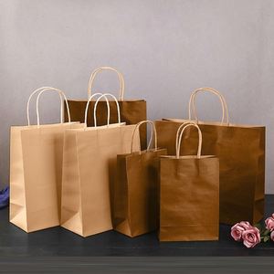 Custom Logo Kraft Paper Food Packaging <b>Bags</b> Takeout Takeaway Brown Craft Paper Tote <b>Bag</b> with Handle - Product Image 6
