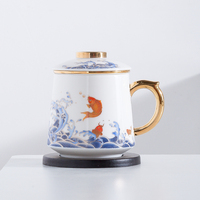 Vente en gros usine – Tasse en porcelaine jetable de haute qualité avec couvercle et infuseur, 450 ml, impression personnalisée moderne pour thé, café, maison, bureau