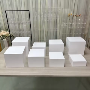 Gaojian White Acrylic Buffet <strong>Table</strong> <strong>Riser</strong> Cube Nesting Lucite Square Food Pedestal Display Box Nesting Display Racks - Product Image 3